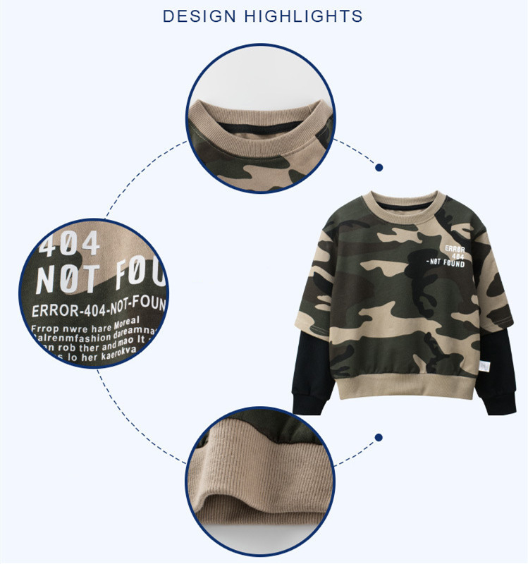 Proljetna dječja maskirna majica za dječake Djevojčice 100% pamuk, europska ležerna sportska majica s kapuljačom