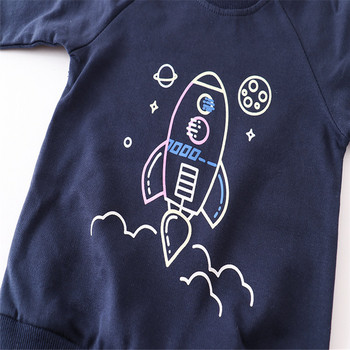 Jumping Meters Есен Пролет Spaceman Print Детски суичъри Памук Момчета Момичета Дрехи с качулка Модни детски горнища Ризи