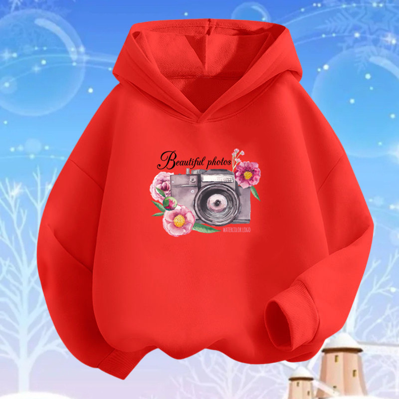 Crtani leptiri, dječja odjeća, retro cvjetna majica s kapuljačom za malu djecu, smiješna grafika kamere, majica s kapuljačom s kapuljačom dugih rukava