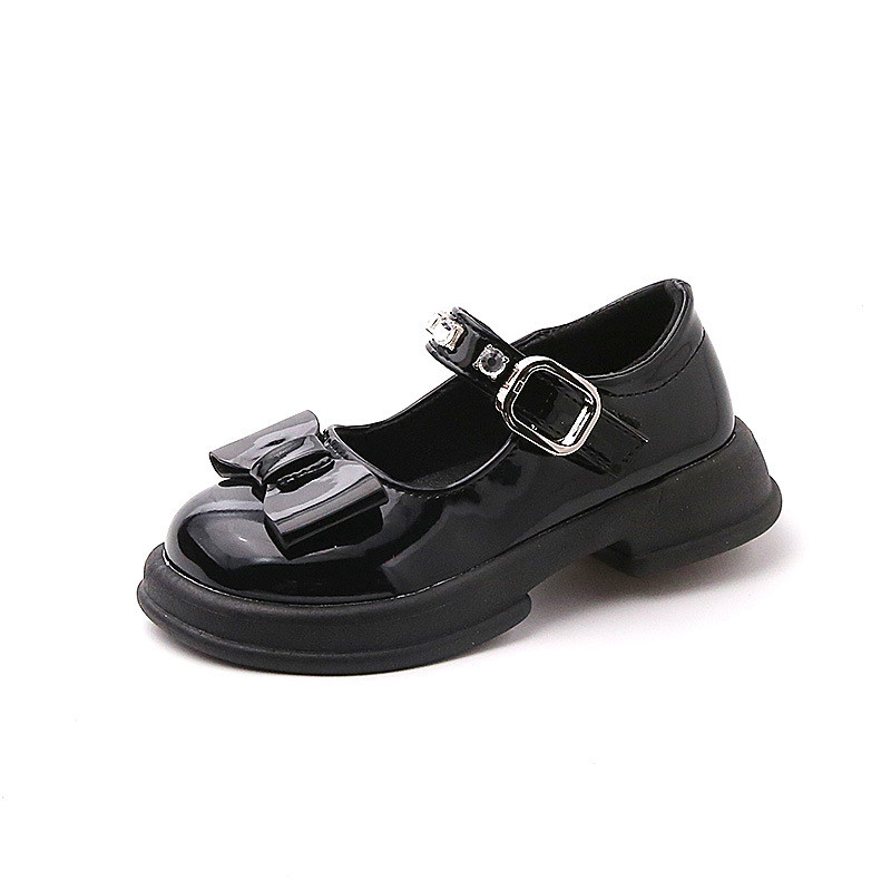 Crne kožne cipele za djevojčice 2023. Dječje proljeće Nove mekane ravne modne nove cipele za princeze Jesenske ravne dječje cipele za plijevljenje