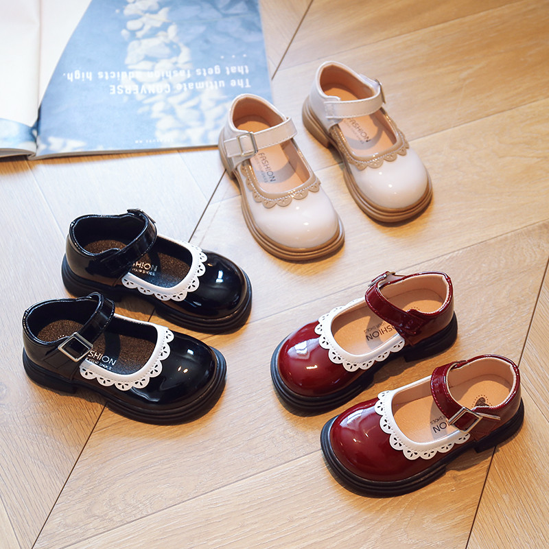 Djevojačke jesenske, lagane, udobne, mekane potplate, jednostruka cipela za princezu, dječja modna čipkasta čipkana okrugla glava, protuklizna koža