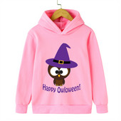 Happy Owloween παιδικά ρούχα για κορίτσια Ροζ κινούμενα σχέδια κουκουβάγια πουλόβερ Αστεία φούτερ με ζώα μάγισσα Harajuku Halloween Print Boys Hoodie