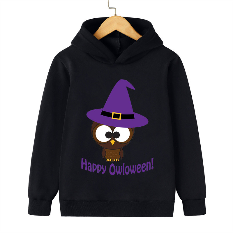 Happy Owloween Odjeća za djecu Ružičasti pulover s crtanim sovama Smiješne vještice Treperi s životinjama Harajuku Hoodie s printom za Noć vještica za dječake