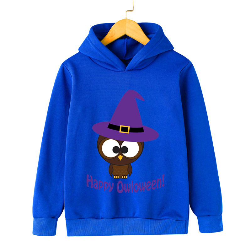 Happy Owloween Odjeća za djecu Ružičasti pulover s crtanim sovama Smiješne vještice Treperi s životinjama Harajuku Hoodie s printom za Noć vještica za dječake