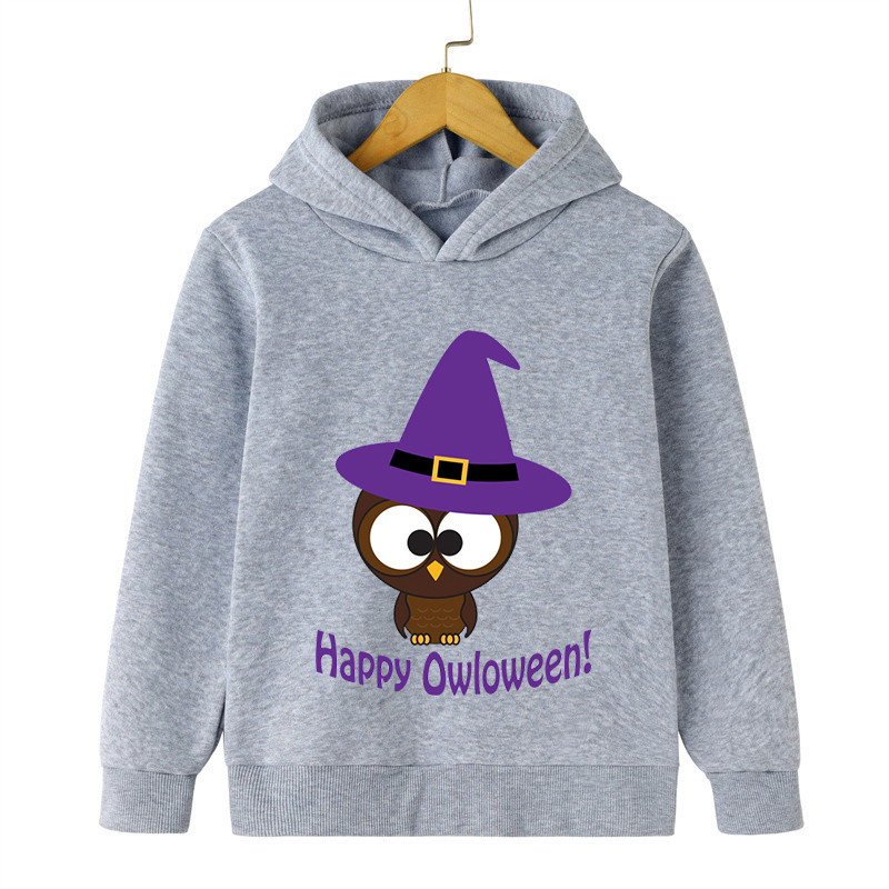 Happy Owloween Odjeća za djecu Ružičasti pulover s crtanim sovama Smiješne vještice Treperi s životinjama Harajuku Hoodie s printom za Noć vještica za dječake