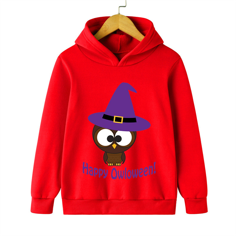 Happy Owloween Odjeća za djecu Ružičasti pulover s crtanim sovama Smiješne vještice Treperi s životinjama Harajuku Hoodie s printom za Noć vještica za dječake