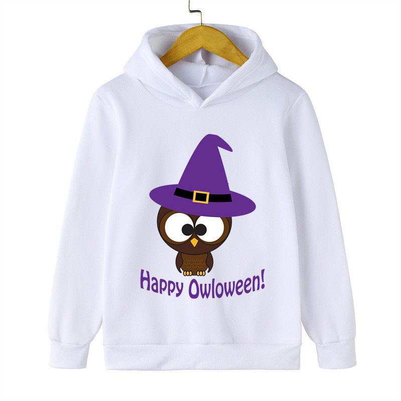 Happy Owloween Odjeća za djecu Ružičasti pulover s crtanim sovama Smiješne vještice Treperi s životinjama Harajuku Hoodie s printom za Noć vještica za dječake