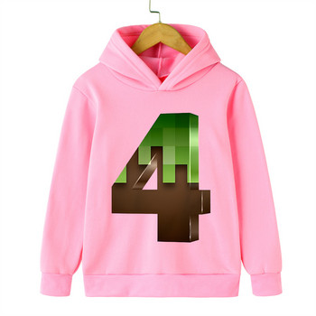 Pink Hoodie Cartoon Γενέθλια Νούμερο 2~9 Κορίτσια Streetwear Harajuku Αστείο δώρο γενεθλίων Αγόρια Ρούχα Χαριτωμένα φούτερ γενεθλίων