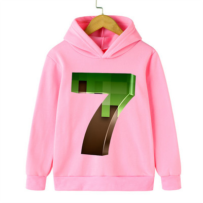 Pink Hoodie Cartoon Γενέθλια Νούμερο 2~9 Κορίτσια Streetwear Harajuku Αστείο δώρο γενεθλίων Αγόρια Ρούχα Χαριτωμένα φούτερ γενεθλίων