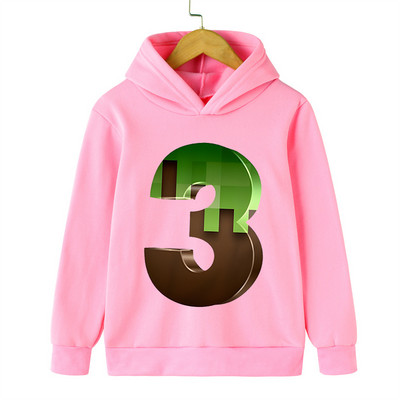 Pink Hoodie Cartoon Γενέθλια Νούμερο 2~9 Κορίτσια Streetwear Harajuku Αστείο δώρο γενεθλίων Αγόρια Ρούχα Χαριτωμένα φούτερ γενεθλίων