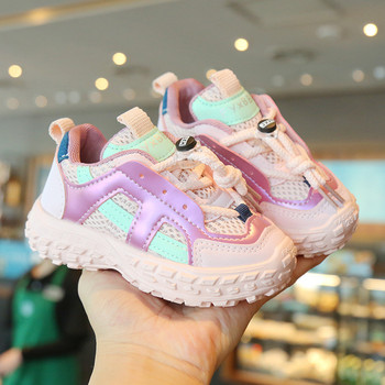 Нови бебешки обувки за малко дете за момчета Момичета Дишащи мрежести детски ежедневни маратонки Нехлъзгащи се детски спортни обувки Тенис обувки Детски F07213
