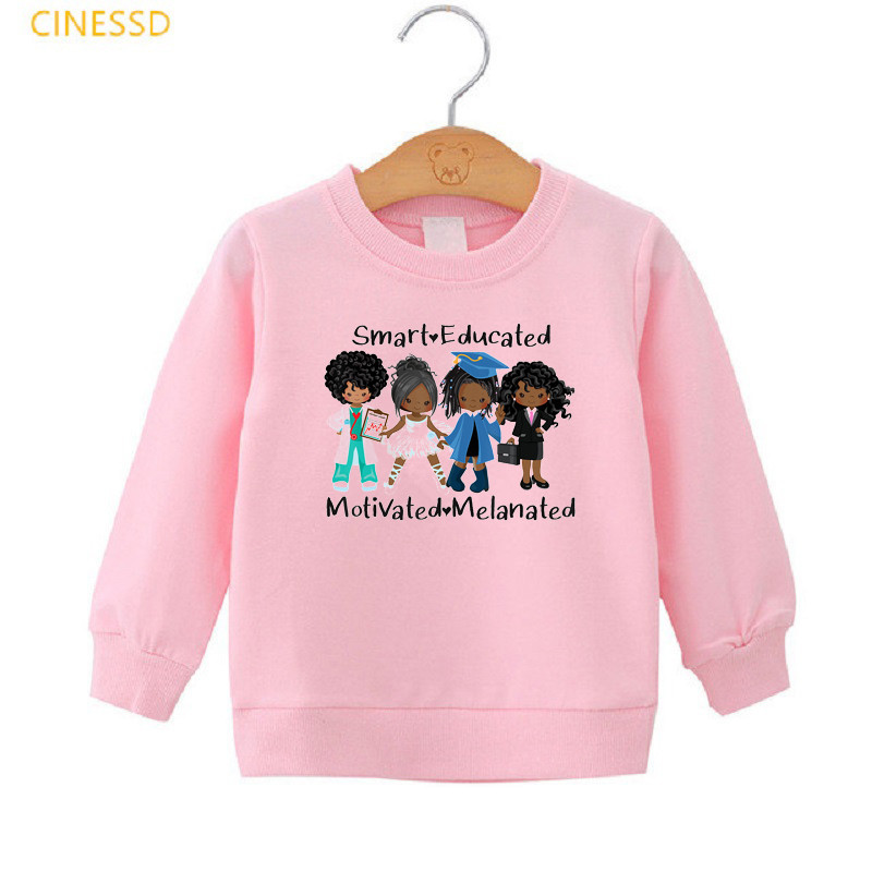 dječje majice s kapuljačom slatka mala melaninska princeza s printom afroameričkih djevojaka jesen zima debela majica s kapuljačom djeca tinejdžeri ružičasta majica s kapuljačom