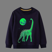 Little maven Glow In The Dark Boys Φούτερ Luminous Boys Moon And Dinosaur Cotton Παιδικά ρούχα για φθινοπωρινά παιδικά ρούχα