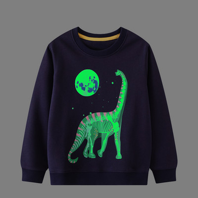 Little maven Glow In The Dark Boys Φούτερ Luminous Boys Moon And Dinosaur Cotton Παιδικά ρούχα για φθινοπωρινά παιδικά ρούχα