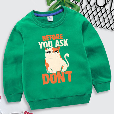 Παιδιά Harajuku Cats Animal Blue Hoodies Πριν ρωτήσετε Μην εκτυπώνετε Παιδικά Ρούχα Κορίτσια Μόδα Φούτερ Kawaii Μπλουζάκια για αγόρια