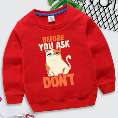 Παιδιά Harajuku Cats Animal Blue Hoodies Πριν ρωτήσετε Μην εκτυπώνετε Παιδικά Ρούχα Κορίτσια Μόδα Φούτερ Kawaii Μπλουζάκια για αγόρια