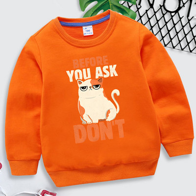 Παιδιά Harajuku Cats Animal Blue Hoodies Πριν ρωτήσετε Μην εκτυπώνετε Παιδικά Ρούχα Κορίτσια Μόδα Φούτερ Kawaii Μπλουζάκια για αγόρια
