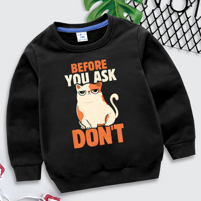Παιδιά Harajuku Cats Animal Blue Hoodies Πριν ρωτήσετε Μην εκτυπώνετε Παιδικά Ρούχα Κορίτσια Μόδα Φούτερ Kawaii Μπλουζάκια για αγόρια
