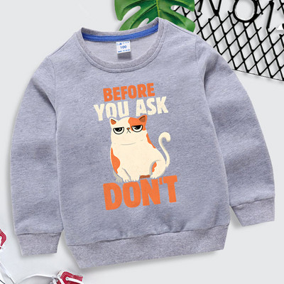 Παιδιά Harajuku Cats Animal Blue Hoodies Πριν ρωτήσετε Μην εκτυπώνετε Παιδικά Ρούχα Κορίτσια Μόδα Φούτερ Kawaii Μπλουζάκια για αγόρια