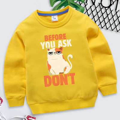 Παιδιά Harajuku Cats Animal Blue Hoodies Πριν ρωτήσετε Μην εκτυπώνετε Παιδικά Ρούχα Κορίτσια Μόδα Φούτερ Kawaii Μπλουζάκια για αγόρια
