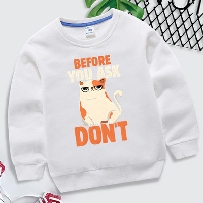 Παιδιά Harajuku Cats Animal Blue Hoodies Πριν ρωτήσετε Μην εκτυπώνετε Παιδικά Ρούχα Κορίτσια Μόδα Φούτερ Kawaii Μπλουζάκια για αγόρια