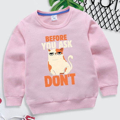 Παιδιά Harajuku Cats Animal Blue Hoodies Πριν ρωτήσετε Μην εκτυπώνετε Παιδικά Ρούχα Κορίτσια Μόδα Φούτερ Kawaii Μπλουζάκια για αγόρια