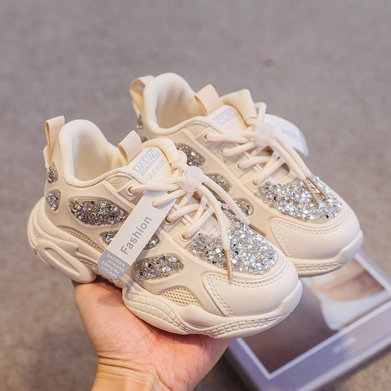 Svjetlucave dječje zdepaste tenisice Studentske cipele za djevojčice Neklizajuće dječje tenisice Modne bling tenisice s mekanim dnom F07122