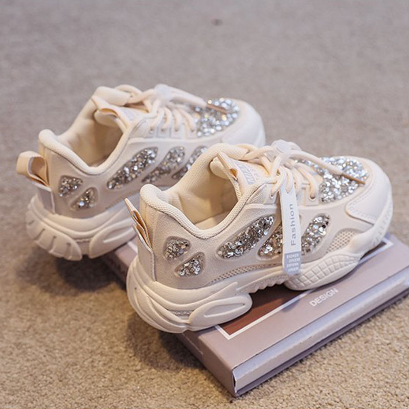 Svjetlucave dječje zdepaste tenisice Studentske cipele za djevojčice Neklizajuće dječje tenisice Modne bling tenisice s mekanim dnom F07122