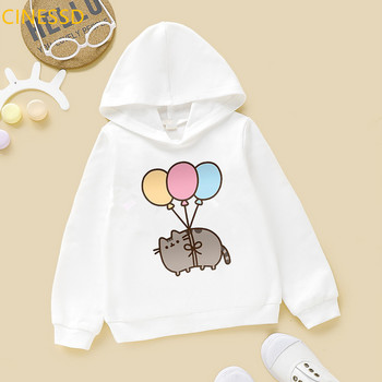 Νέα άφιξη 2022 Παιδικά ρούχα Coffee Cat Love Colorful Balloons Animal print Hoodie για κορίτσια/αγόρια Harajuku Kawaii Παιδικά ρούχα