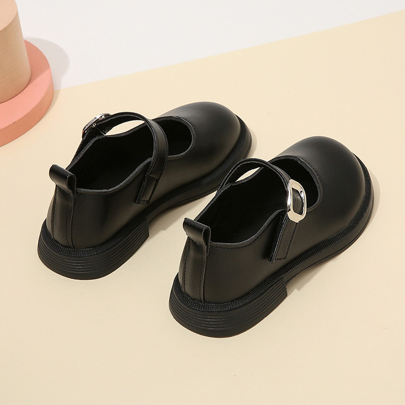 Proljetne i jesenske nove male kožne cipele s okruglom glavom za djevojčice, protiv klizanja, za dječje jednobojne prozračne cipele s mekim potplatom