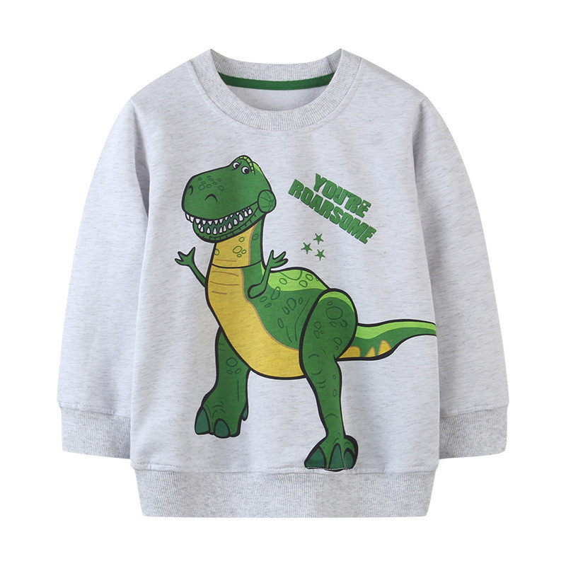 Little maven 2023 Baby Kids Lovely Dinosaur Pamuk New Fashion Sweatshirt Siva dječja majica za djecu 2-7 godina