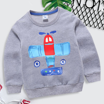Пуловер с принт на анимационни самолети Бебешки горнища за момче Есенни 2023 г. Детски дрехи с дълъг ръкав Момичета Harajuku Streetwear Детски качулки