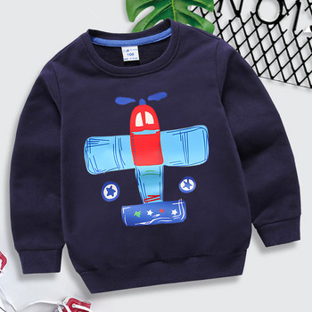 Пуловер с принт на анимационни самолети Бебешки горнища за момче Есенни 2023 г. Детски дрехи с дълъг ръкав Момичета Harajuku Streetwear Детски качулки