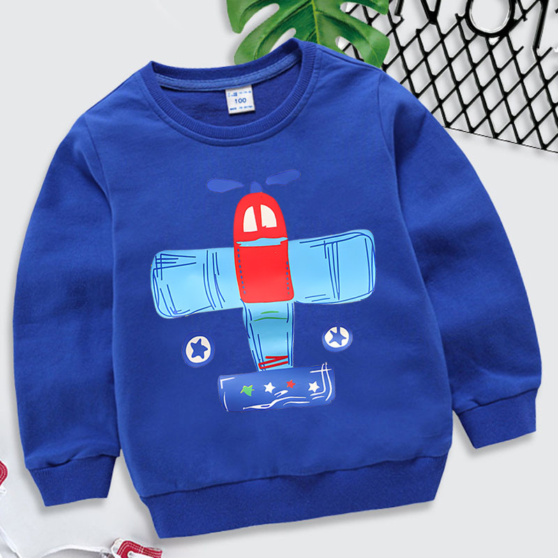 Pulover s printom zrakoplova, majice za dječake, jesen 2023., dječja odjeća s dugim rukavima, Harajuku ulična odjeća, dječje majice s kapuljačom