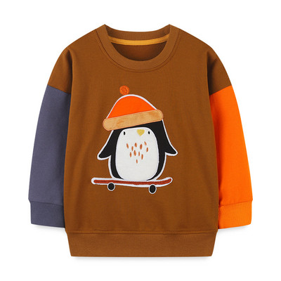 Ανοιξιάτικα μακρυμάνικα παιδικά φούτερ Animals Penguin Applique Φούτερ για αγόρια Φθινόπωρο Παιδικά πουκάμισα με κουκούλα Μπλουζάκια για μωρά