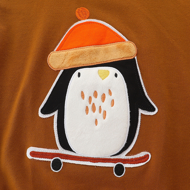 Proljetne dječje majice s dugim rukavima Sweatshirts s aplikacijama pingvina za dječake Jesenske dječje majice s kapuljačom Topovi kostima za bebe