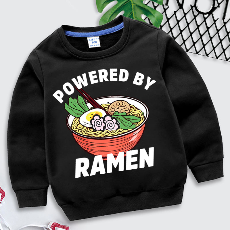 Powered By Ramen Print Hoodies za dječake Japanski Ramen Dječja odjeća Za djevojčice Zdjela s rezancima iz crtića Y2k Sudadera modni pulover