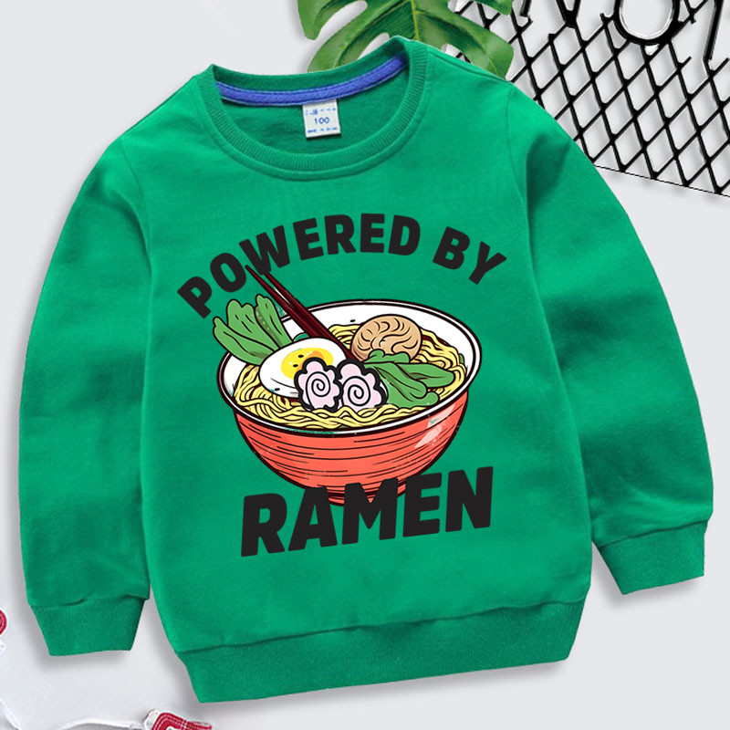 Powered By Ramen Print Hoodies za dječake Japanski Ramen Dječja odjeća Za djevojčice Zdjela s rezancima iz crtića Y2k Sudadera modni pulover