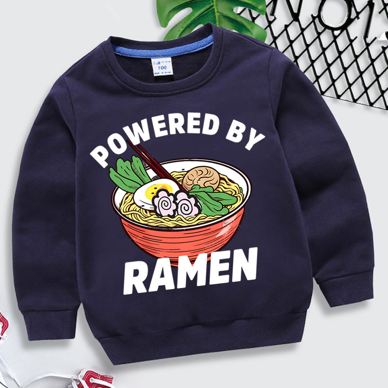 Powered By Ramen Print Hoodies za dječake Japanski Ramen Dječja odjeća Za djevojčice Zdjela s rezancima iz crtića Y2k Sudadera modni pulover