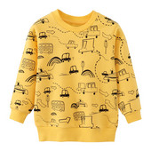 Jumping Meters New Arrival Yellow Boys Sweatshirts Cars Print Cartoon Βρεφικά βαμβακερά ρούχα Φθινόπωρο Άνοιξη Παιδικά Φούτερ πουκάμισα