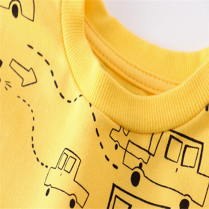 Jumping Meters Novi dolazak Žute majice za dječake Automobili Crtići s printom Dječja pamučna odjeća Jesen Proljeće Dječje majice s kapuljačom