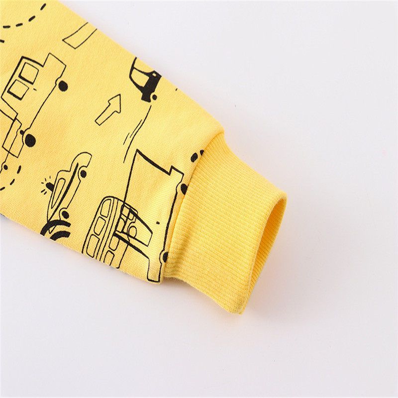Jumping Meters Novi dolazak Žute majice za dječake Automobili Crtići s printom Dječja pamučna odjeća Jesen Proljeće Dječje majice s kapuljačom