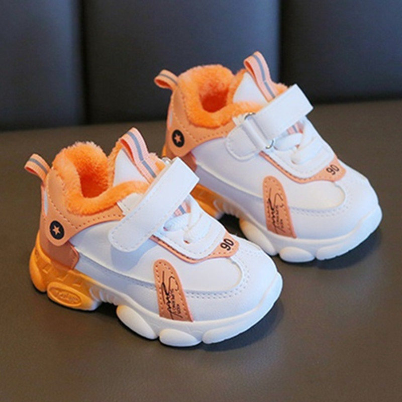 Kruleepo Bebe Djevojčice Dječaci Jesen Zima Plišane tople sportske tenisice Djeca Dječje Visoke neklizajuće cipele za trčanje na otvorenom