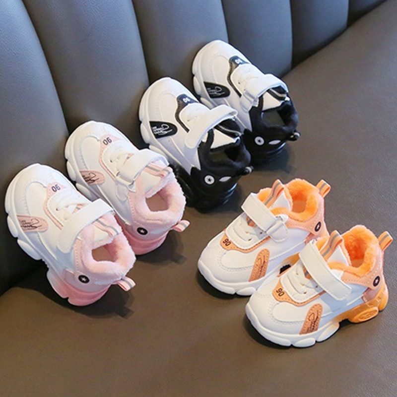 Kruleepo Bebe Djevojčice Dječaci Jesen Zima Plišane tople sportske tenisice Djeca Dječje Visoke neklizajuće cipele za trčanje na otvorenom