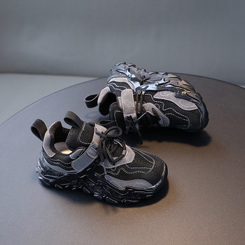 Свежи детски обувки за джогинг Удобна опора на свода Розови масивни маратонки за момичета Черно сиво Обувки за момчета Деца F08251