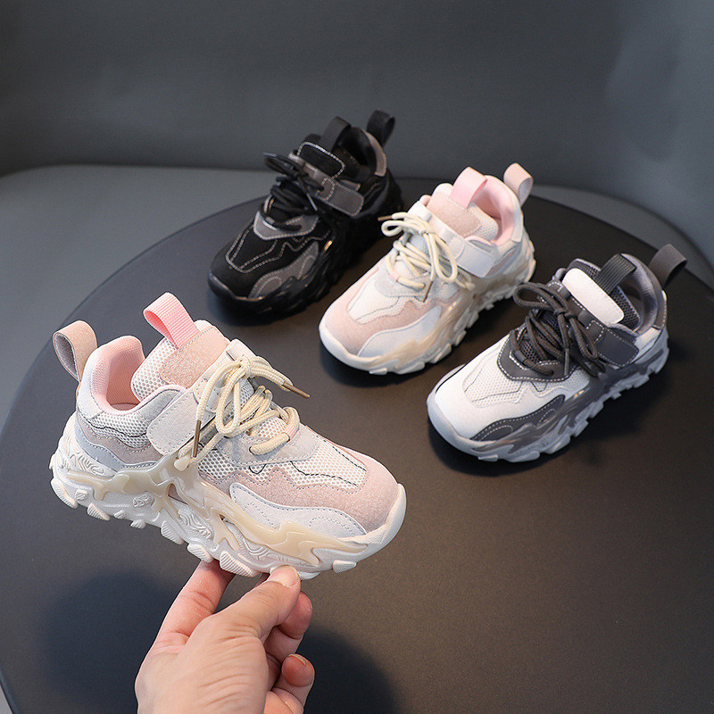 Svježe dječje cipele za trčanje Udobne potpore za luk Ružičaste debele tenisice za djevojčice Crno sive Dječačke tenisice F08251