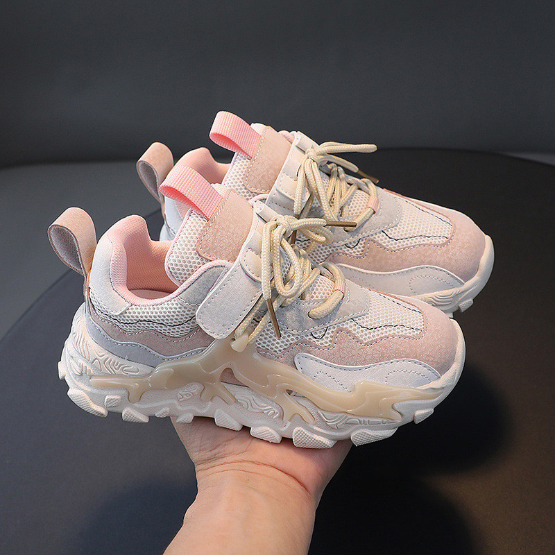 Svježe dječje cipele za trčanje Udobne potpore za luk Ružičaste debele tenisice za djevojčice Crno sive Dječačke tenisice F08251