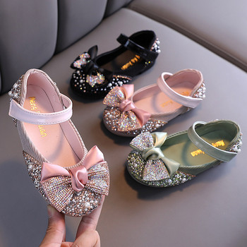 Нови детски кожени обувки с панделка принцеса, парти танцови обувки за момичета Бебешки ученически обувки Детски обувки за представление D785