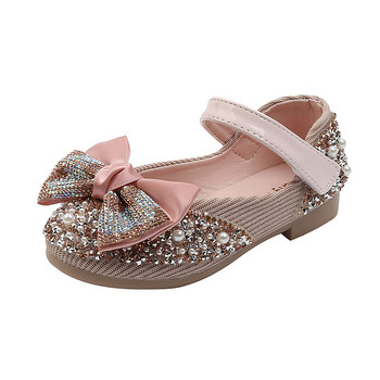 Нови детски кожени обувки с панделка принцеса, парти танцови обувки за момичета Бебешки ученически обувки Детски обувки за представление D785