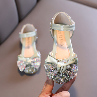 Νέα Παιδικά Δερμάτινα Παπούτσια Rhinestone Φιόγκος Πριγκίπισσα Κοριτσίστικα Παπούτσια χορού Βρεφικά Φοιτητικά Flats Παιδικά Παπούτσια Performance D785